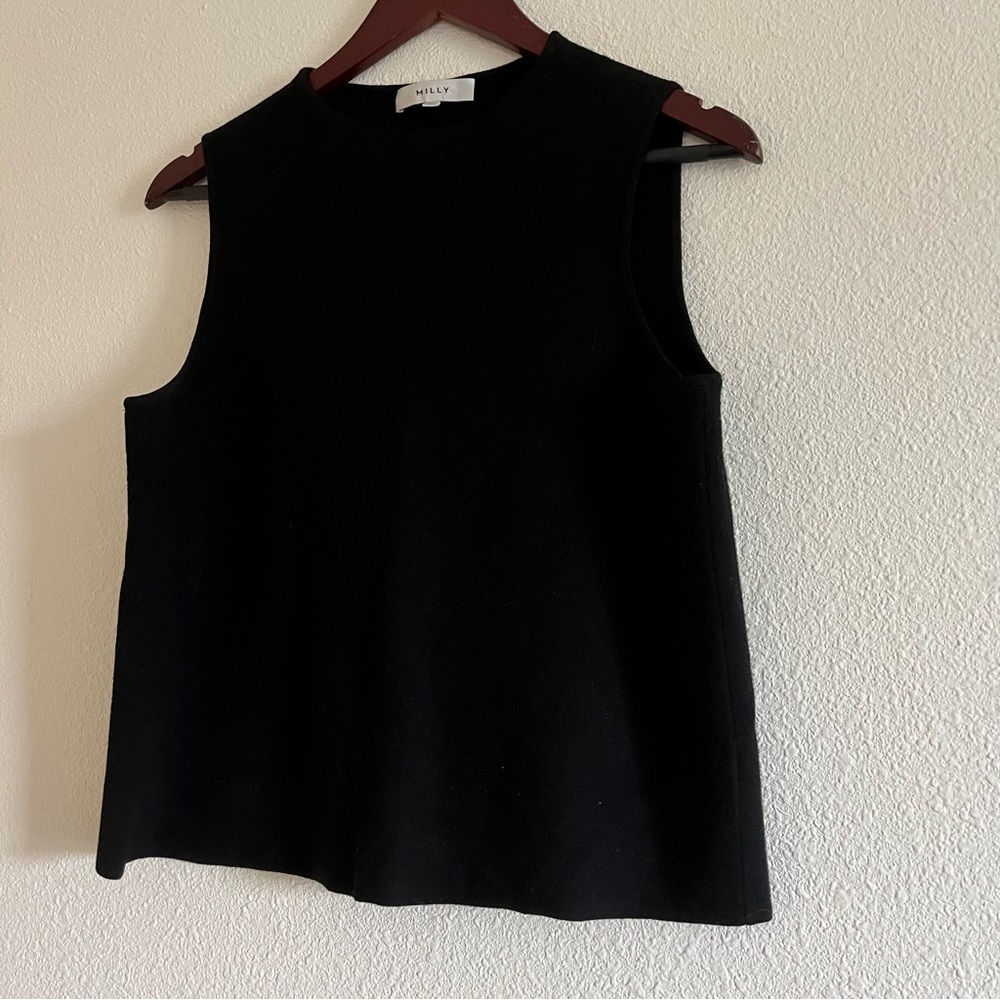 NWOT Milly of New York Black High Neck Sweater Vest Size Large